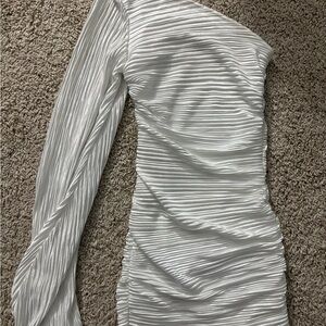 Lucy in the Sky White Textured One-Shoulder Dress